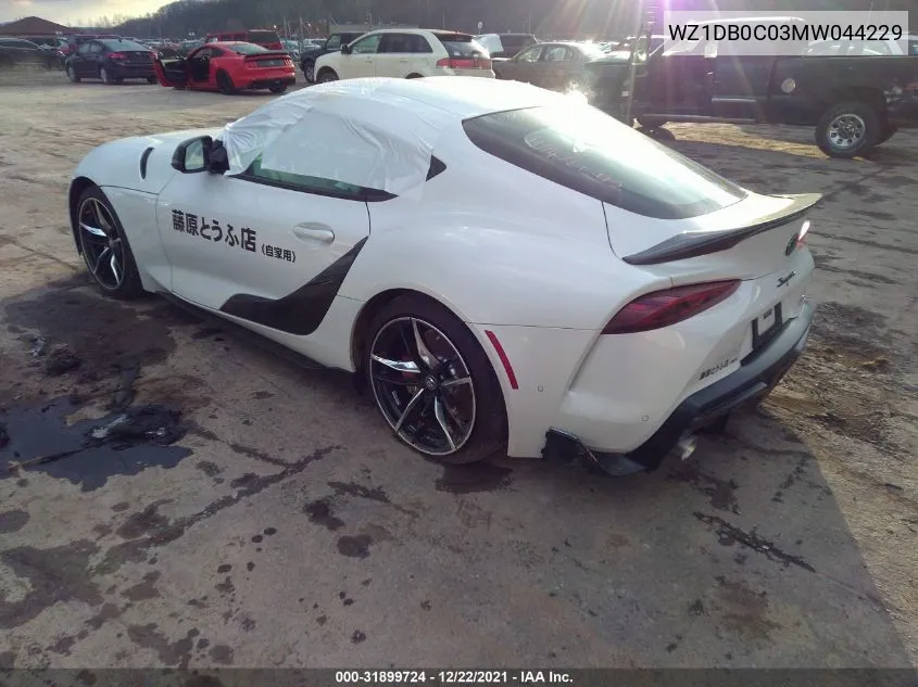 2021 Toyota Gr Supra 3.0/3.0 Premium VIN: WZ1DB0C03MW044229 Lot: 31899724