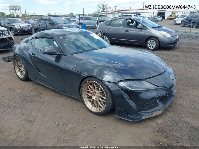 2021 Toyota Gr Supra 3.0 Premium VIN: WZ1DB0C06MW044743 Lot: 44911355