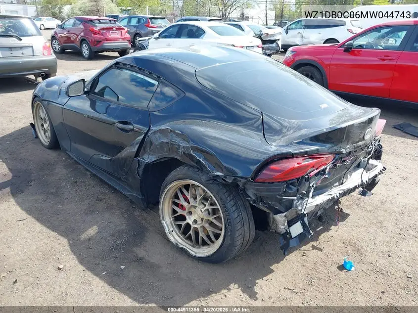 2021 Toyota Gr Supra 3.0 Premium VIN: WZ1DB0C06MW044743 Lot: 44911355