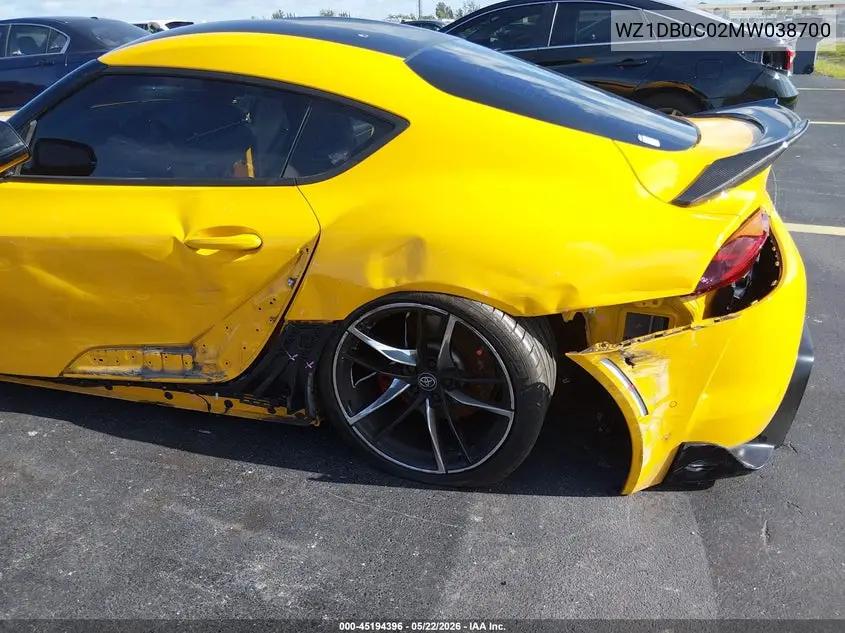 2021 Toyota Gr Supra 3.0 Premium VIN: WZ1DB0C02MW038700 Lot: 45194396
