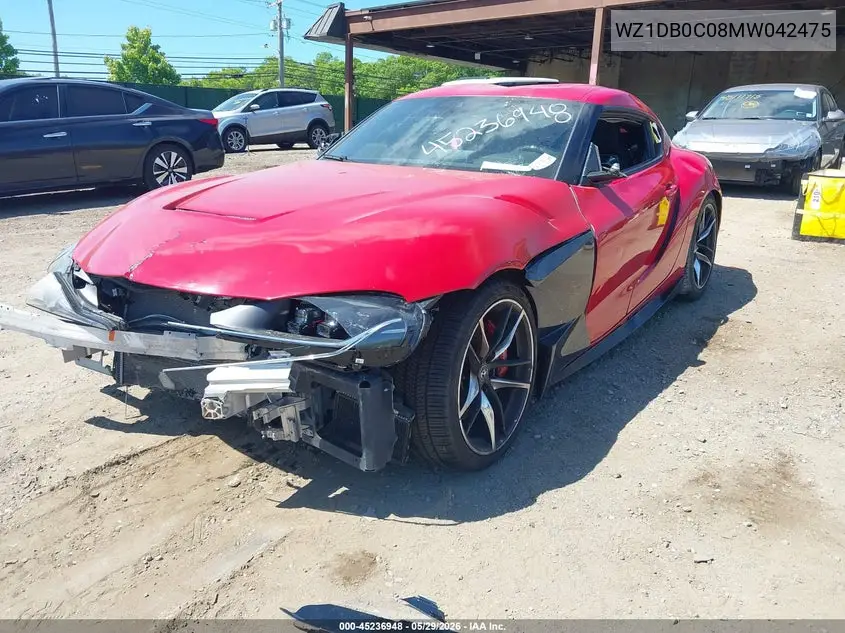 2021 Toyota Gr Supra 3.0 Premium VIN: WZ1DB0C08MW042475 Lot: 45236948