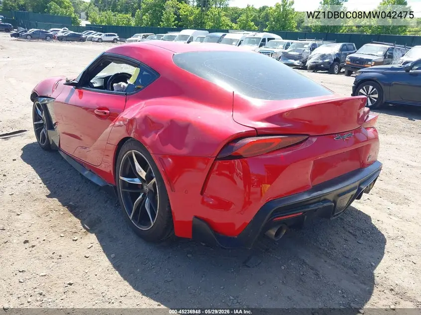 2021 Toyota Gr Supra 3.0 Premium VIN: WZ1DB0C08MW042475 Lot: 45236948