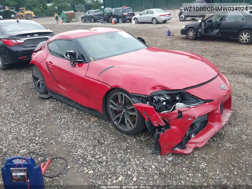 2021 Toyota Gr Supra 3.0 Premium VIN: WZ1DB0C04MW034924 Lot: 45294682