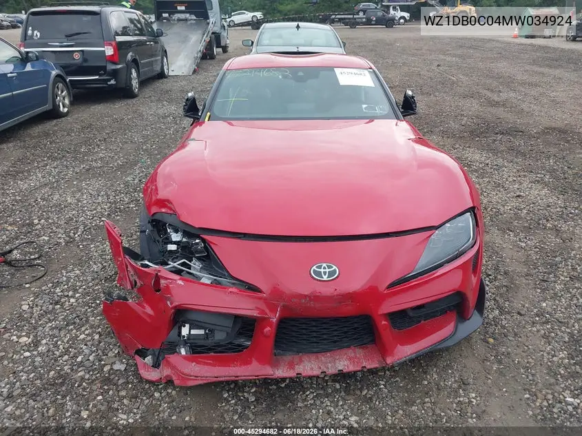 2021 Toyota Gr Supra 3.0 Premium VIN: WZ1DB0C04MW034924 Lot: 45294682