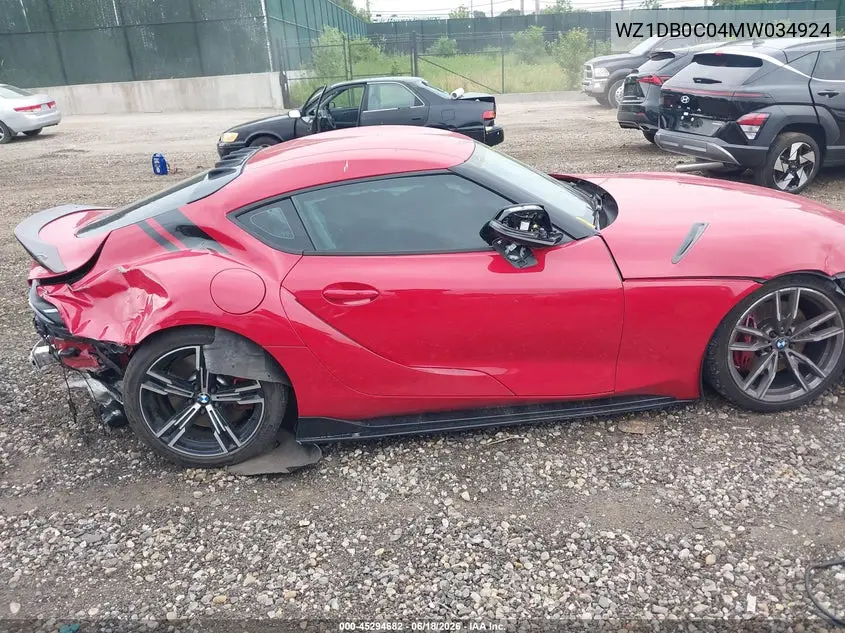 2021 Toyota Gr Supra 3.0 Premium VIN: WZ1DB0C04MW034924 Lot: 45294682