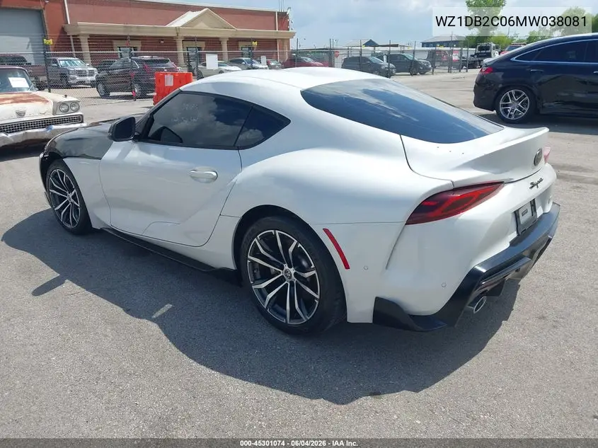 2021 Toyota Gr Supra 2.0 VIN: WZ1DB2C06MW038081 Lot: 45301074