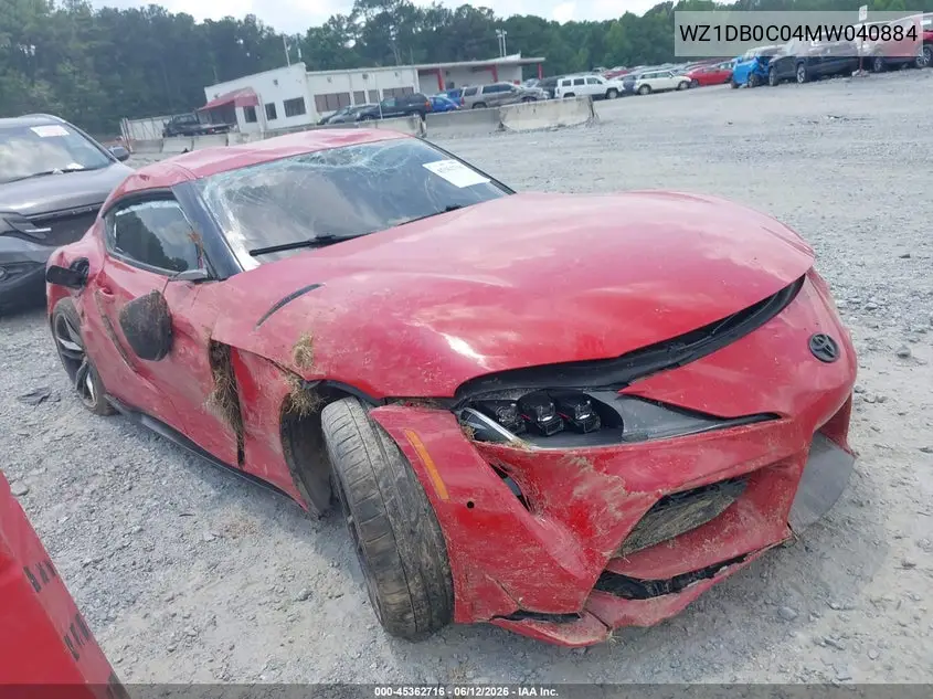 2021 Toyota Gr Supra 3.0 Premium VIN: WZ1DB0C04MW040884 Lot: 45362716