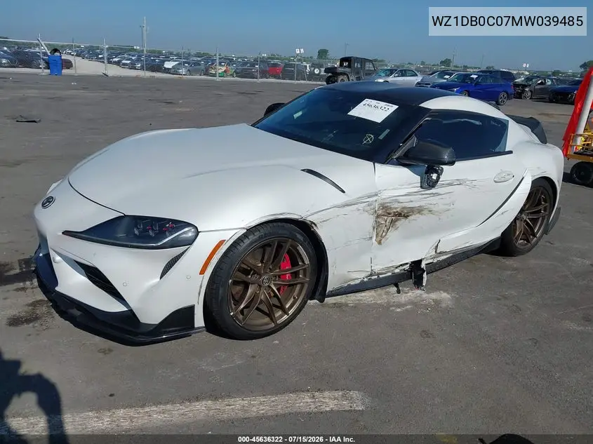 2021 Toyota Gr Supra 3.0 Premium VIN: WZ1DB0C07MW039485 Lot: 45636322