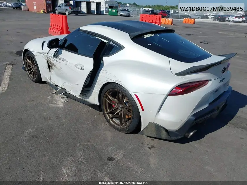 2021 Toyota Gr Supra 3.0 Premium VIN: WZ1DB0C07MW039485 Lot: 45636322