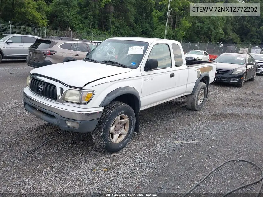 2001 Toyota Tacoma VIN: 5TEWM72NX1Z772202 Lot: 45663723
