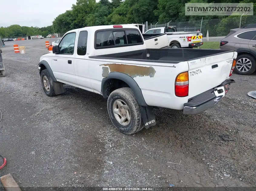 2001 Toyota Tacoma VIN: 5TEWM72NX1Z772202 Lot: 45663723