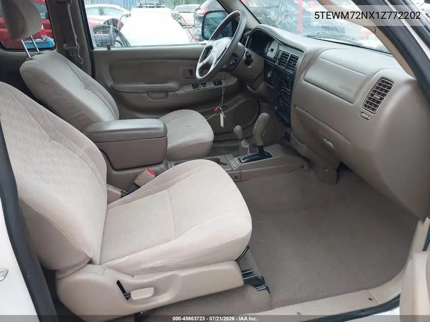 2001 Toyota Tacoma VIN: 5TEWM72NX1Z772202 Lot: 45663723