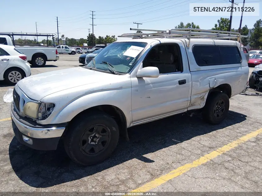 2002 Toyota Tacoma VIN: 5TENL42N72Z115226 Lot: 45468906