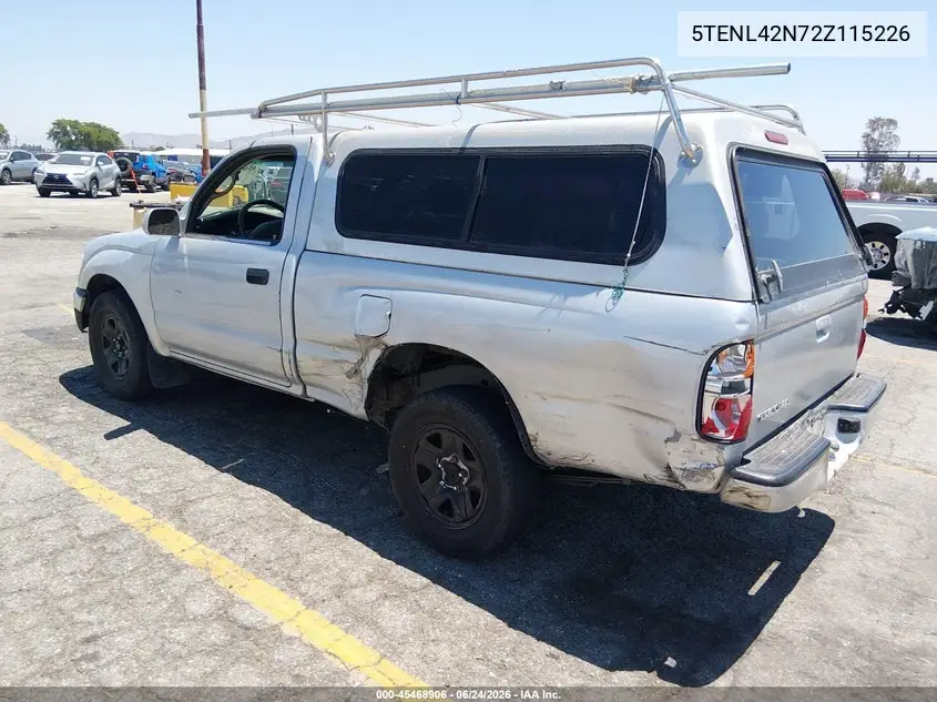 2002 Toyota Tacoma VIN: 5TENL42N72Z115226 Lot: 45468906