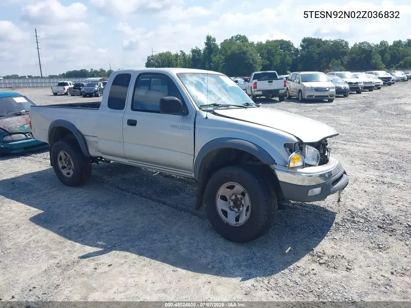 2002 Toyota Tacoma Prerunner V6 VIN: 5TESN92N02Z036832 Lot: 45524600