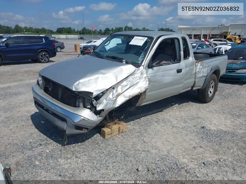 2002 Toyota Tacoma Prerunner V6 VIN: 5TESN92N02Z036832 Lot: 45524600