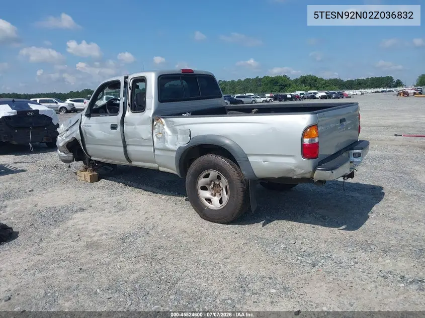 2002 Toyota Tacoma Prerunner V6 VIN: 5TESN92N02Z036832 Lot: 45524600