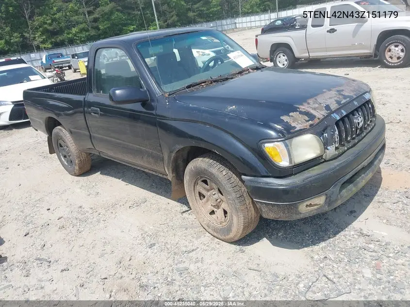 2003 Toyota Tacoma VIN: 5TENL42N43Z151179 Lot: 45235040