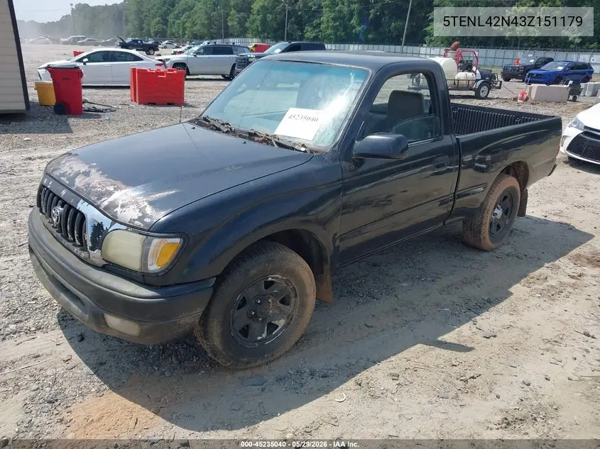 2003 Toyota Tacoma VIN: 5TENL42N43Z151179 Lot: 45235040