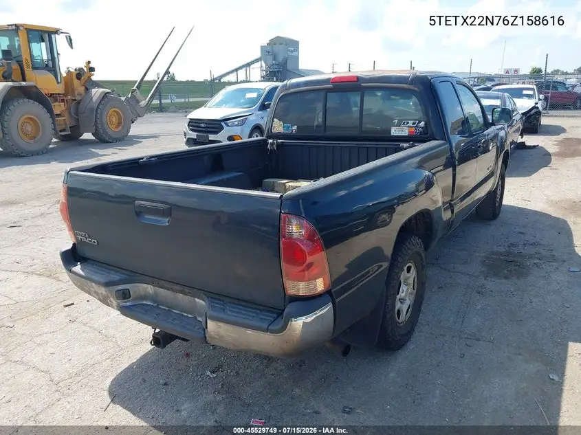 2006 Toyota Tacoma VIN: 5TETX22N76Z158616 Lot: 45529749