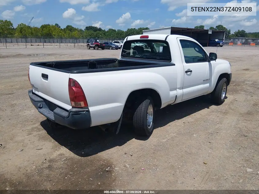 2007 Toyota Tacoma VIN: 5TENX22N37Z409108 Lot: 45622695