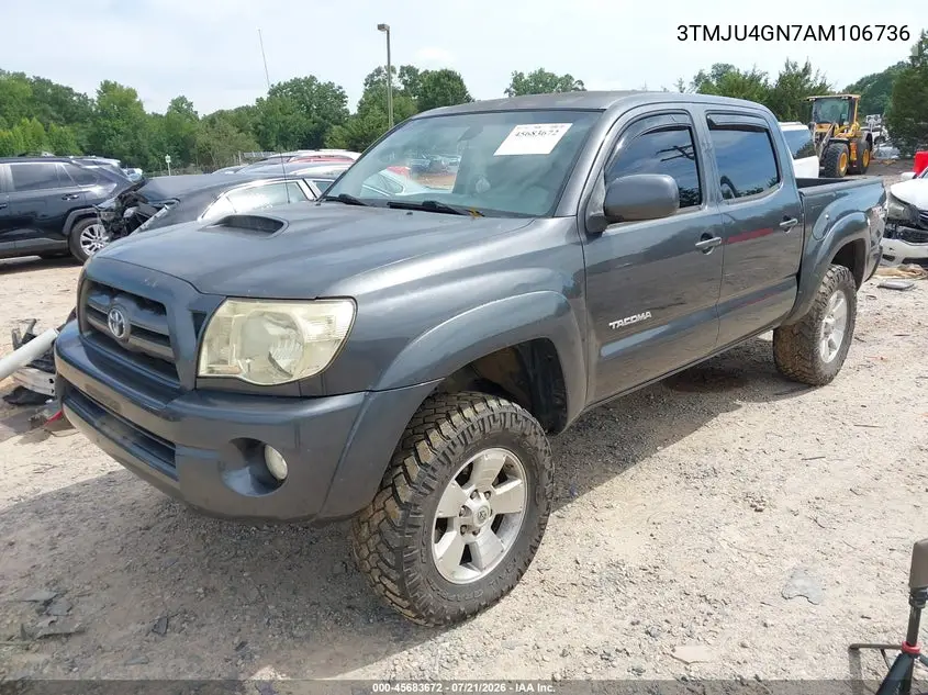 2010 Toyota Tacoma Prerunner V6 VIN: 3TMJU4GN7AM106736 Lot: 45683672