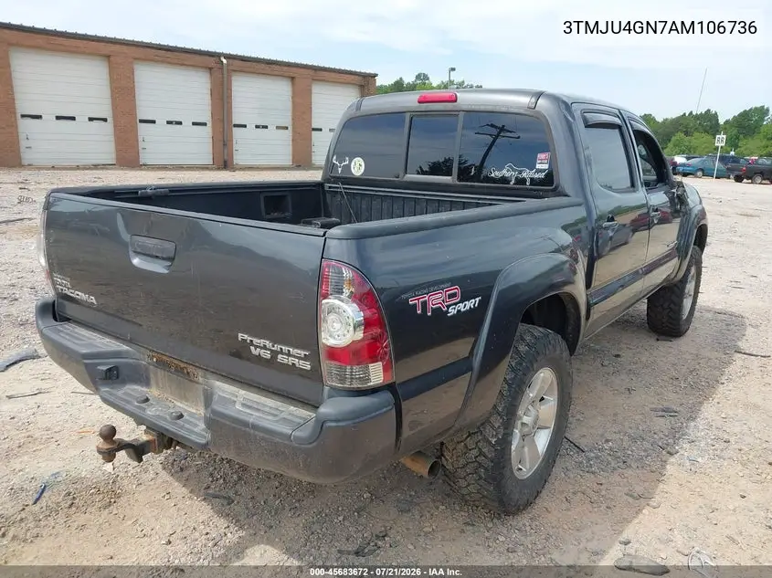 2010 Toyota Tacoma Prerunner V6 VIN: 3TMJU4GN7AM106736 Lot: 45683672