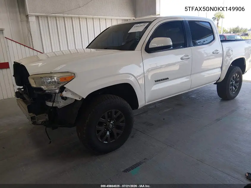 2019 Toyota Tacoma Sr VIN: 5TFAX5GN0KX149906 Lot: 45664025
