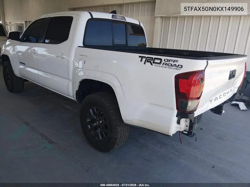 2019 Toyota Tacoma Sr VIN: 5TFAX5GN0KX149906 Lot: 45664025