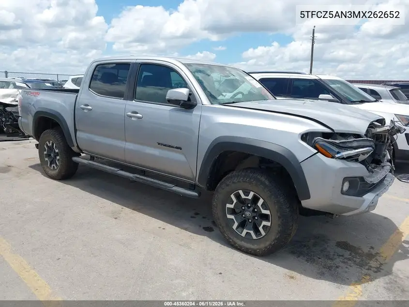 2021 Toyota Tacoma Trd Off-Road VIN: 5TFCZ5AN3MX262652 Lot: 45360204