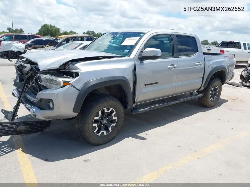 2021 Toyota Tacoma Trd Off-Road VIN: 5TFCZ5AN3MX262652 Lot: 45360204