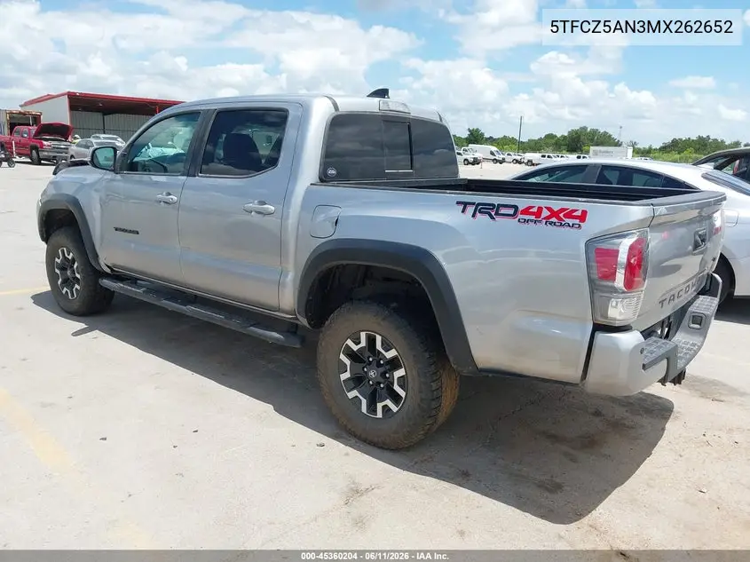 2021 Toyota Tacoma Trd Off-Road VIN: 5TFCZ5AN3MX262652 Lot: 45360204