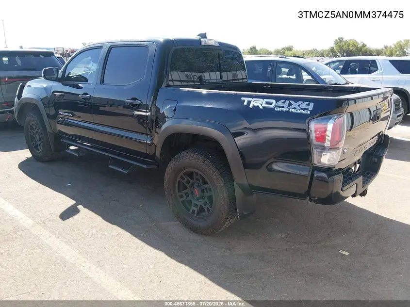 2021 Toyota Tacoma Trd Off-Road VIN: 3TMCZ5AN0MM374475 Lot: 45671855