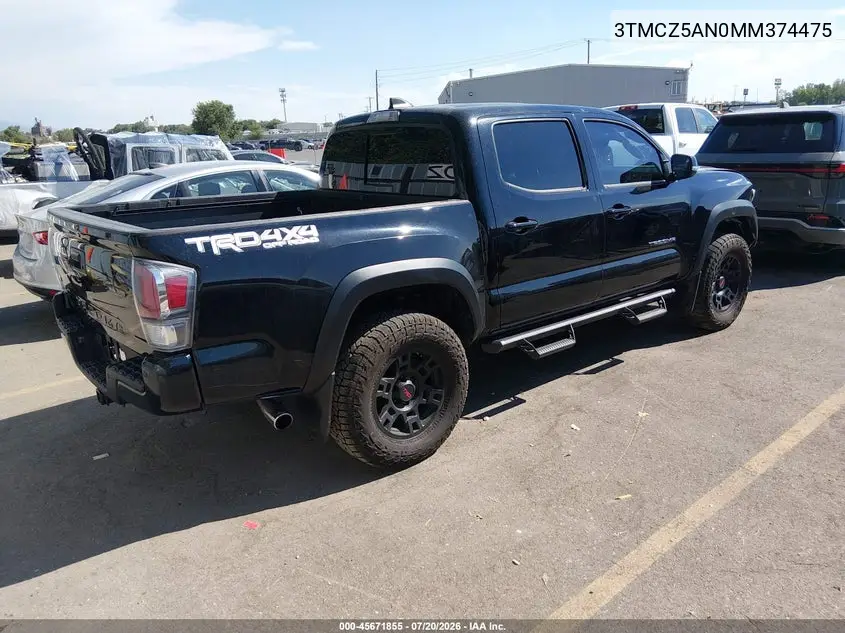 2021 Toyota Tacoma Trd Off-Road VIN: 3TMCZ5AN0MM374475 Lot: 45671855
