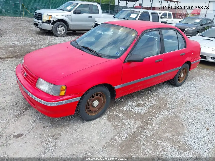 1992 Toyota Tercel Deluxe VIN: JT2EL43A9N0236378 Lot: 45568404