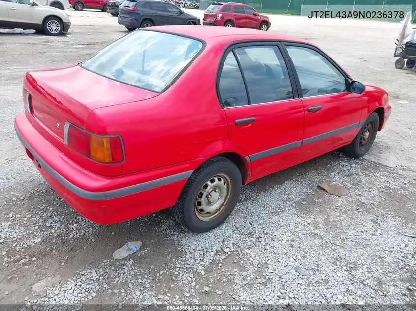 1992 Toyota Tercel Deluxe VIN: JT2EL43A9N0236378 Lot: 45568404