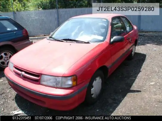1993 Toyota Tercel VIN: JT2EL43S3P0259280 Lot: 2315451