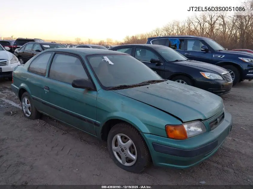 1995 Toyota Tercel Dx VIN: JT2EL56D3S0051086 Lot: 43938193