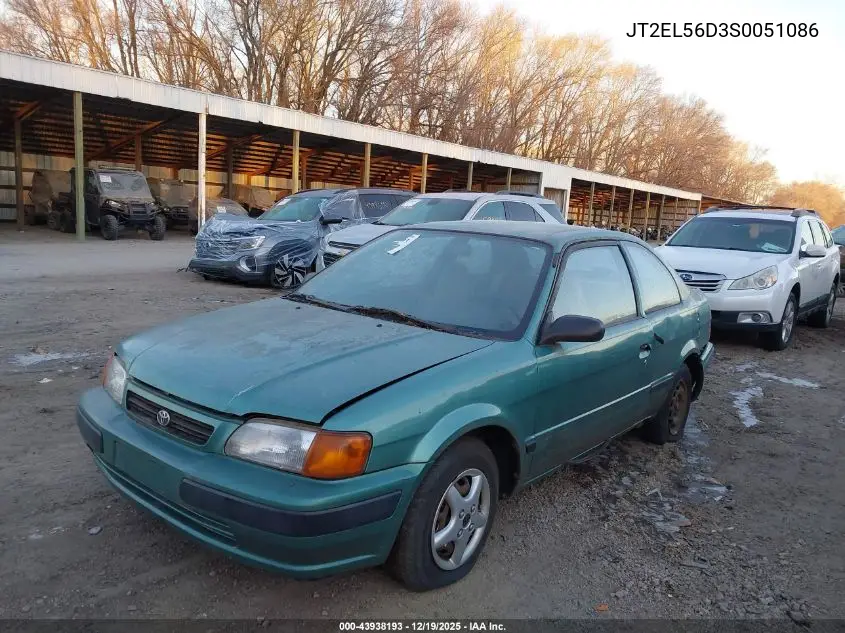 1995 Toyota Tercel Dx VIN: JT2EL56D3S0051086 Lot: 43938193