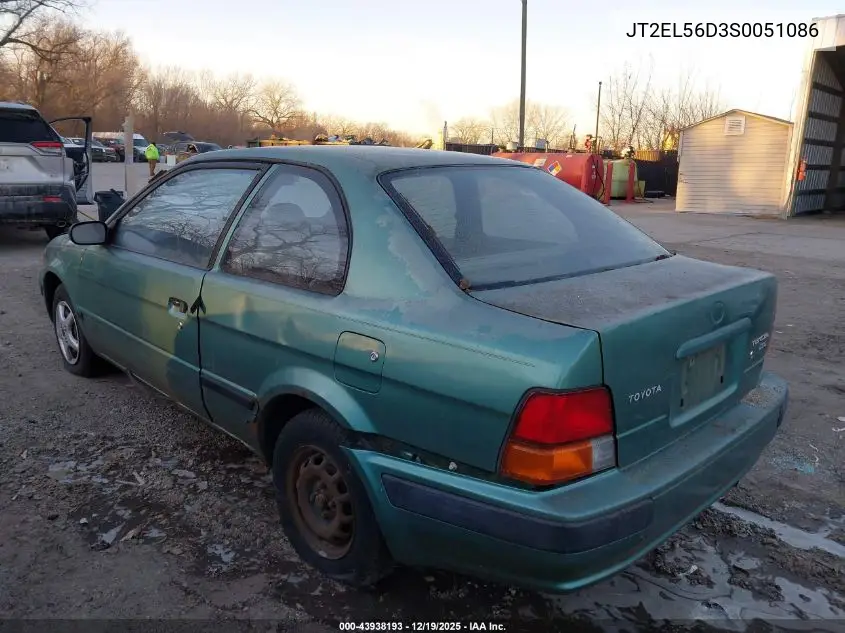 1995 Toyota Tercel Dx VIN: JT2EL56D3S0051086 Lot: 43938193