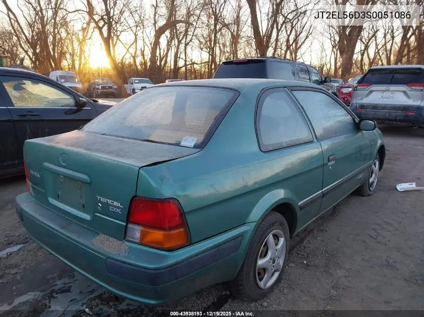 1995 Toyota Tercel Dx VIN: JT2EL56D3S0051086 Lot: 43938193