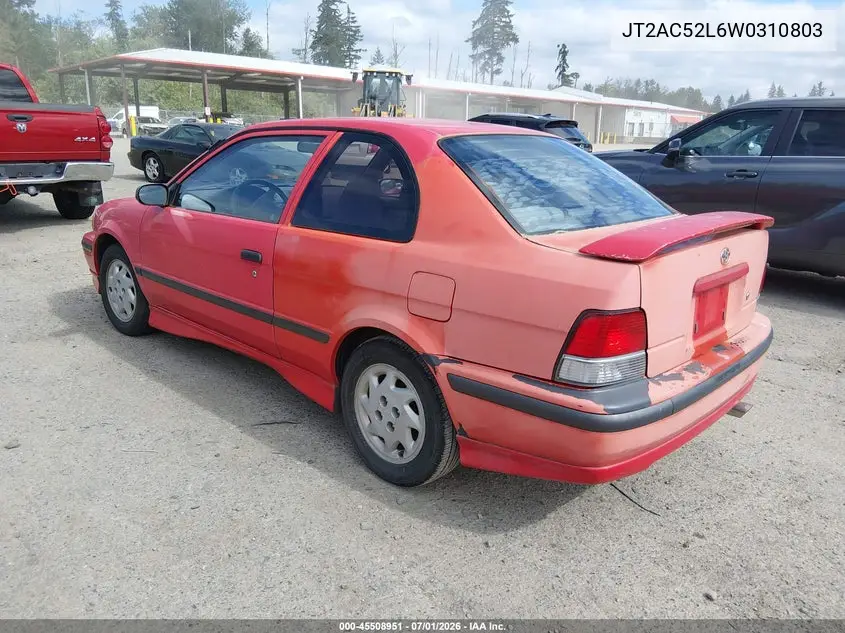1998 Toyota Tercel Ce VIN: JT2AC52L6W0310803 Lot: 45508951