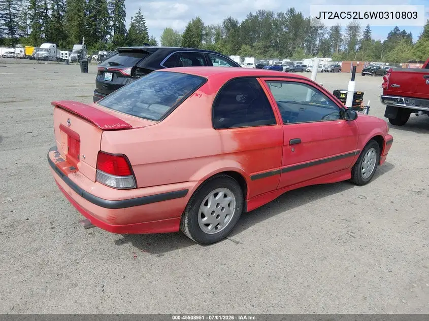 1998 Toyota Tercel Ce VIN: JT2AC52L6W0310803 Lot: 45508951