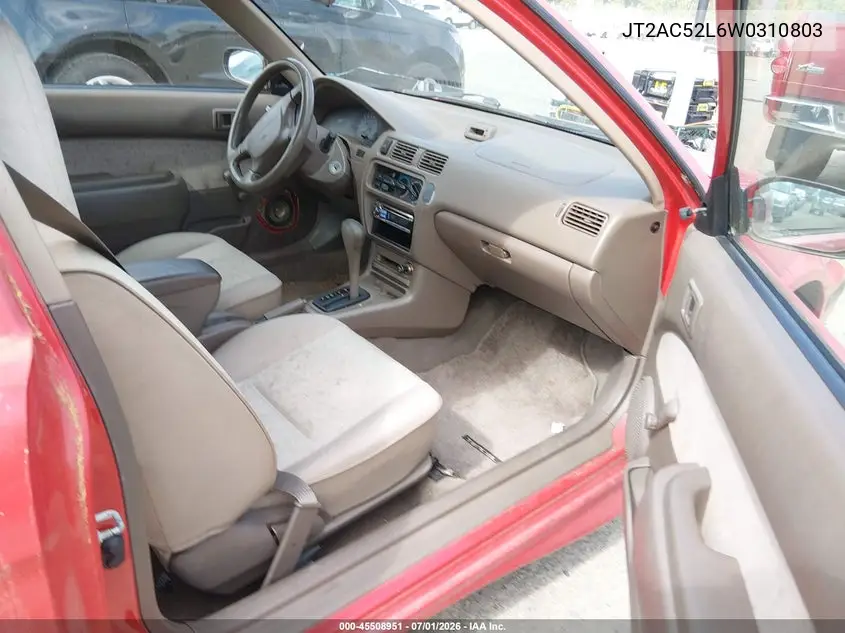 1998 Toyota Tercel Ce VIN: JT2AC52L6W0310803 Lot: 45508951