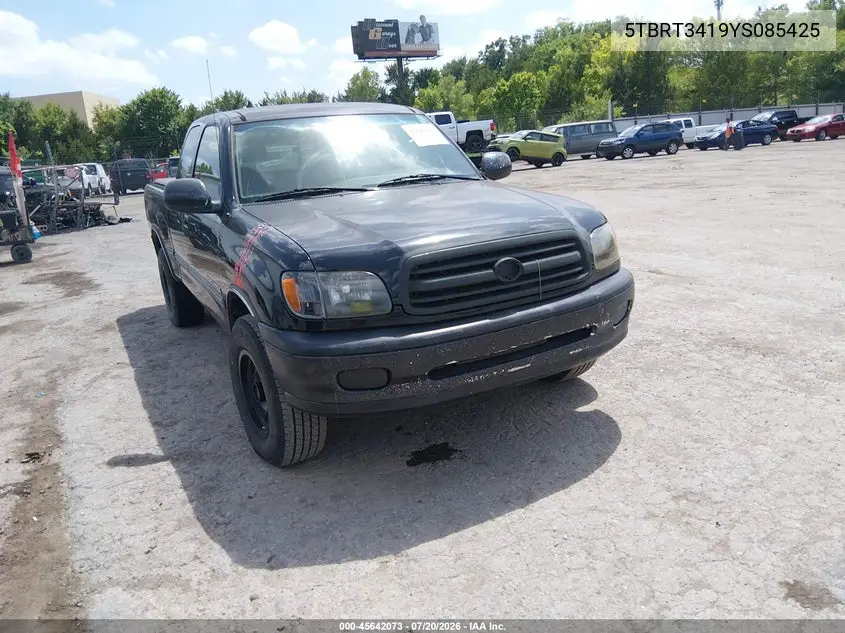 2000 Toyota Tundra Sr5 V8 VIN: 5TBRT3419YS085425 Lot: 45642073