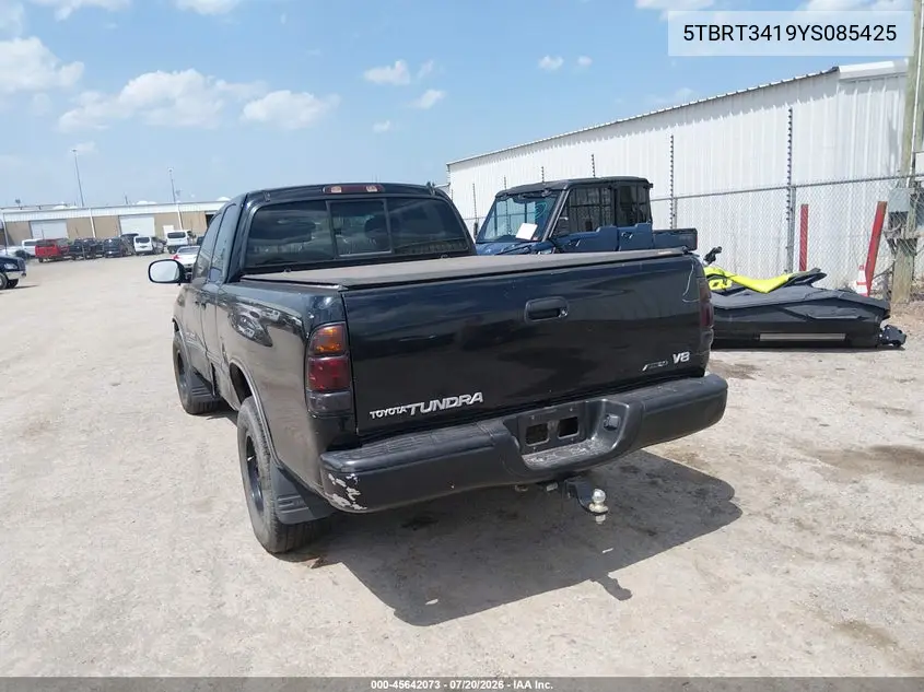 2000 Toyota Tundra Sr5 V8 VIN: 5TBRT3419YS085425 Lot: 45642073