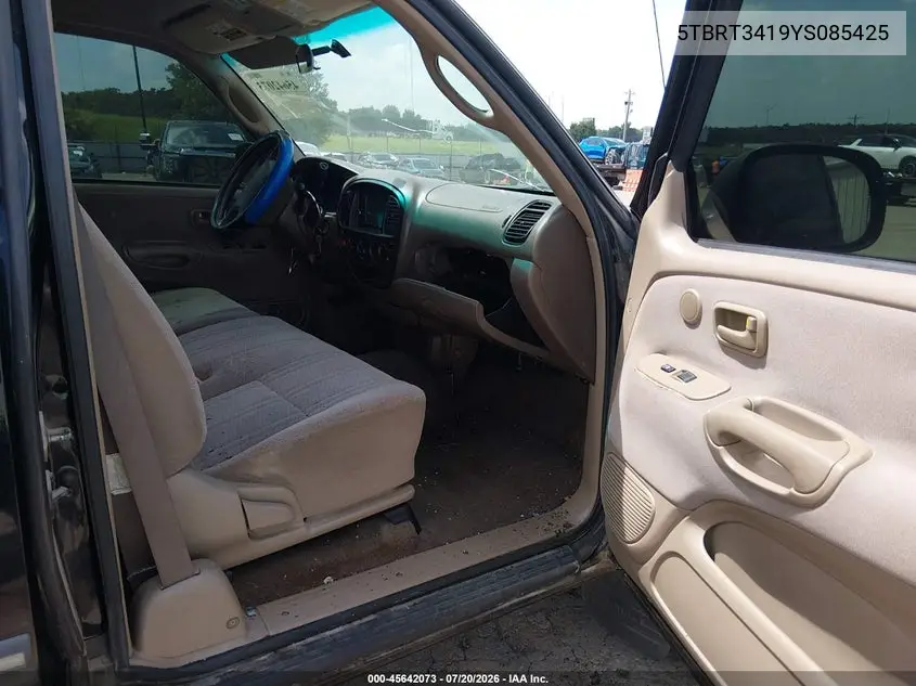 2000 Toyota Tundra Sr5 V8 VIN: 5TBRT3419YS085425 Lot: 45642073