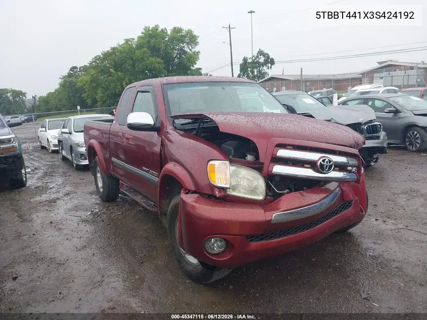 2003 Toyota Tundra Sr5 V8 VIN: 5TBBT441X3S424192 Lot: 45347115