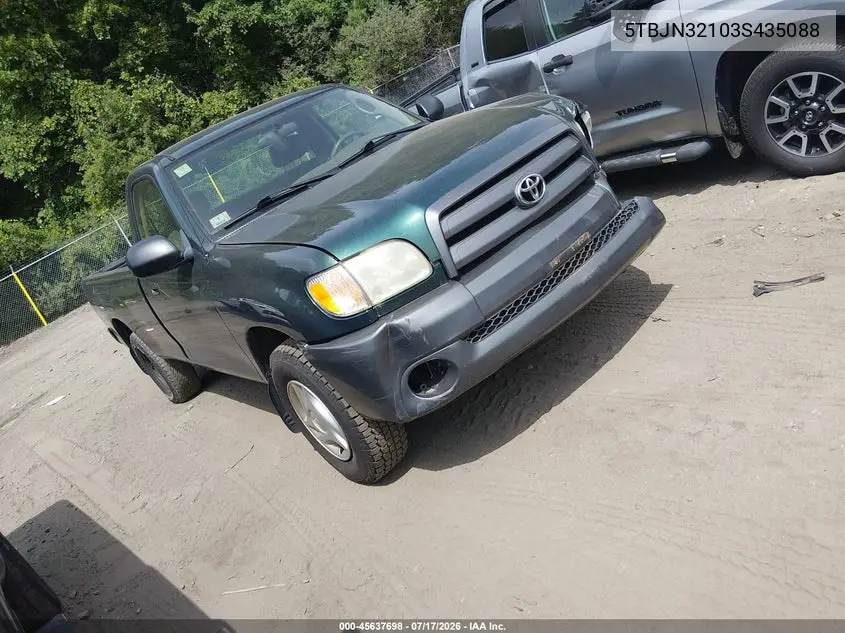 2003 Toyota Tundra VIN: 5TBJN32103S435088 Lot: 45637698