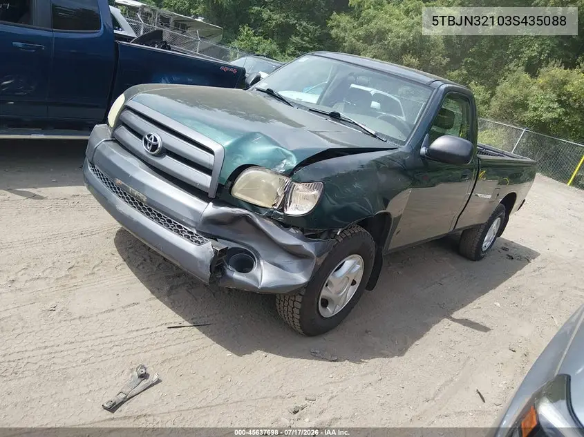 2003 Toyota Tundra VIN: 5TBJN32103S435088 Lot: 45637698